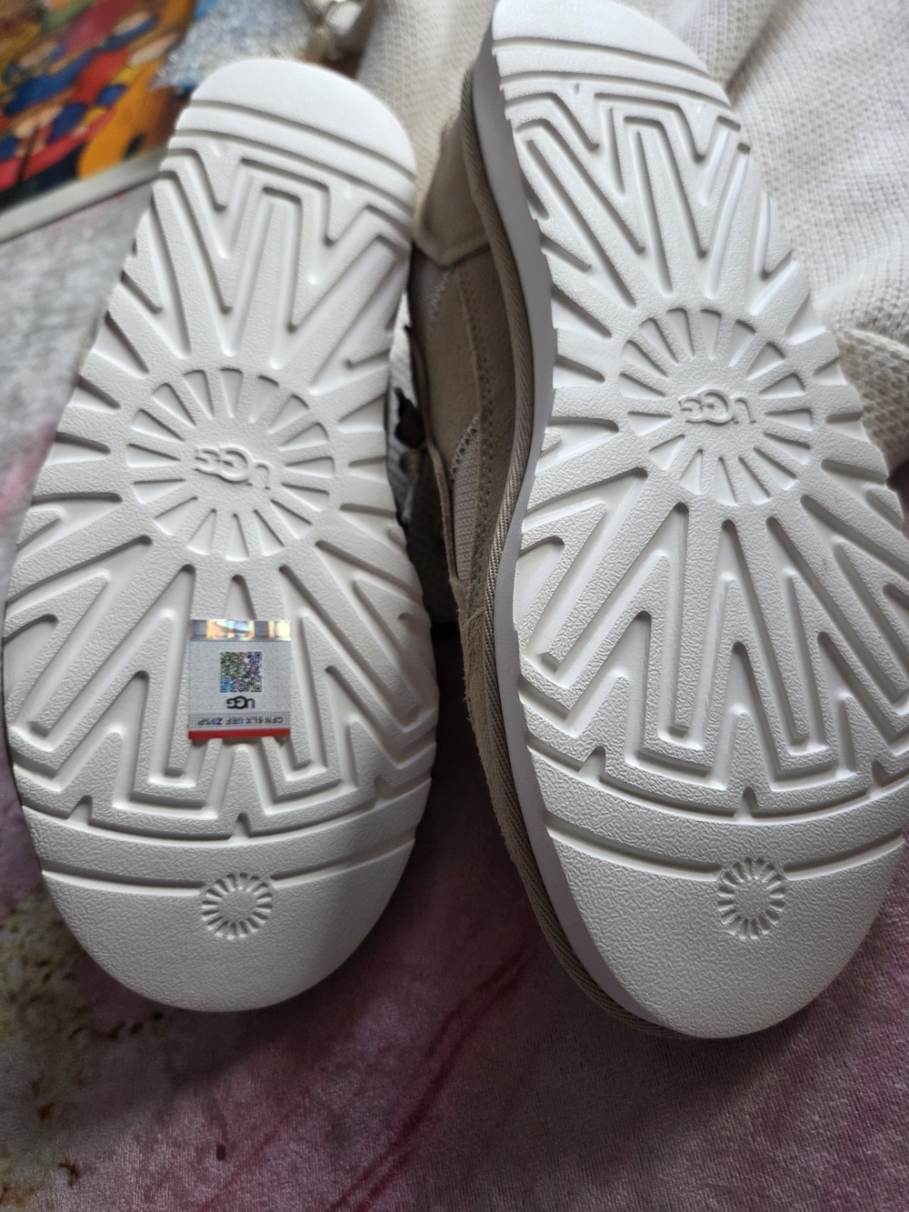 UGG Beige Suede Sneakers with Patterned Laces - Picture 10 of 16